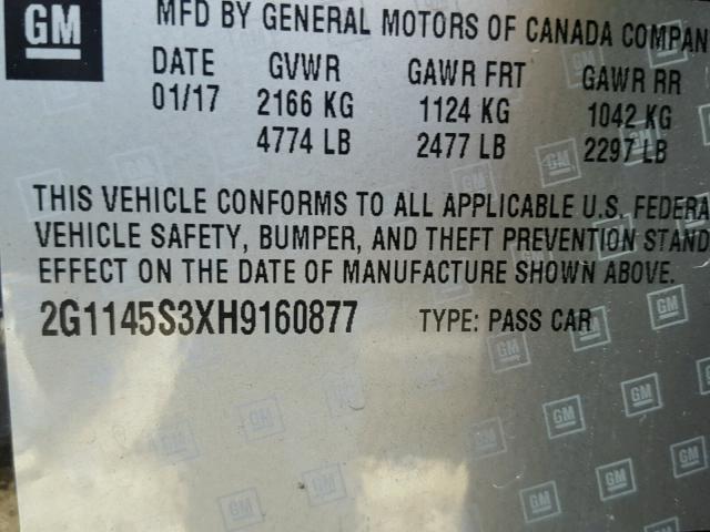 2G1145S3XH9160877 - 2017 CHEVROLET IMPALA PRE შავი ფოტო 10