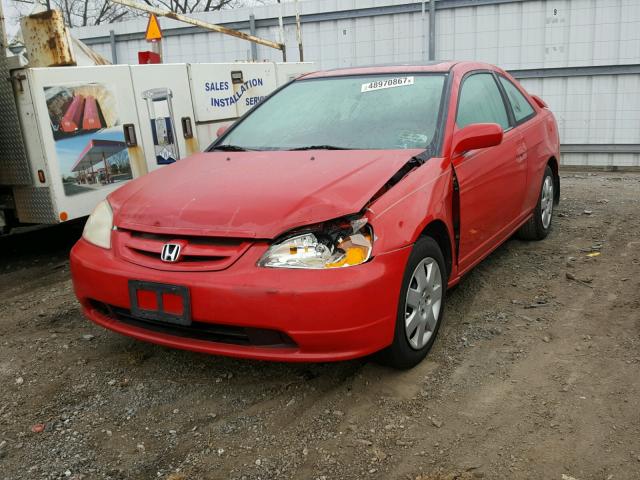 1HGEM22961L053028 - 2001 HONDA CIVIC SI RED photo 2