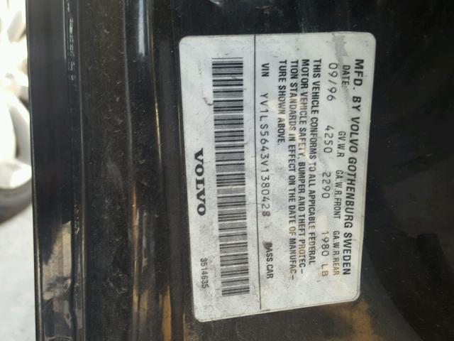 YV1LS5643V1380428 - 1997 VOLVO 850 GLT BLACK photo 10