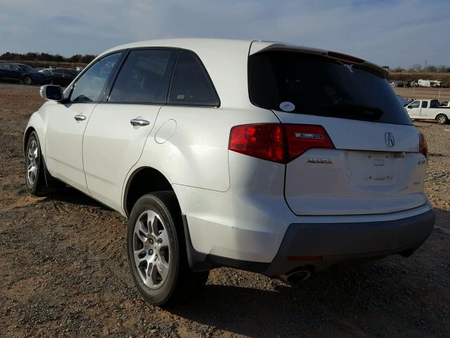 2HNYD28499H504169 - 2009 ACURA MDX TECHNO WHITE photo 3