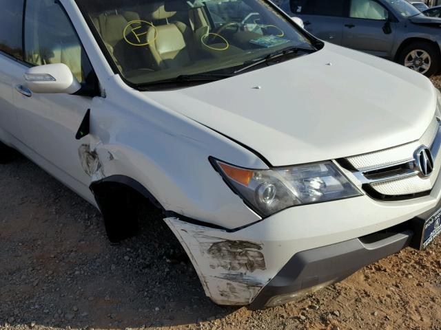 2HNYD28499H504169 - 2009 ACURA MDX TECHNO WHITE photo 9