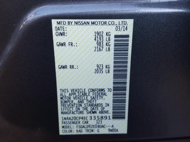 1N4AZ0CP4EC335891 - 2014 NISSAN LEAF S CHARCOAL photo 10