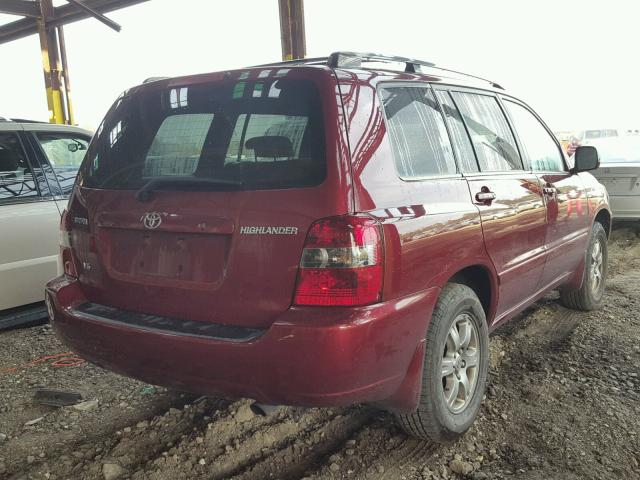 JTEGP21A340040362 - 2004 TOYOTA HIGHLANDER RED photo 4