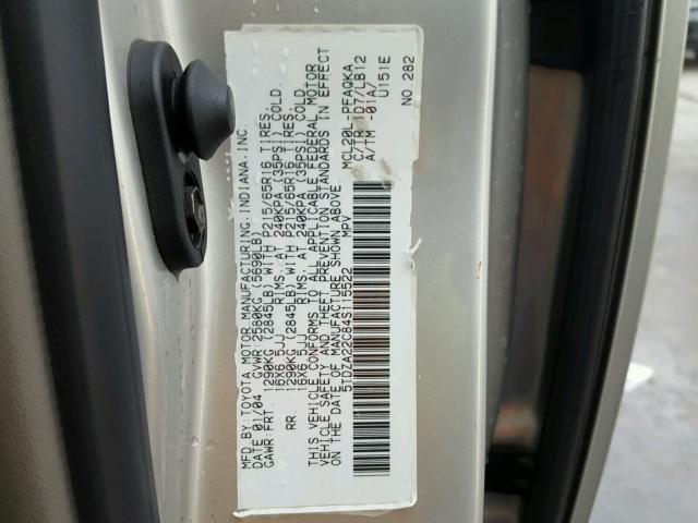 5TDZA22C84S115522 - 2004 TOYOTA SIENNA XLE SILVER photo 10