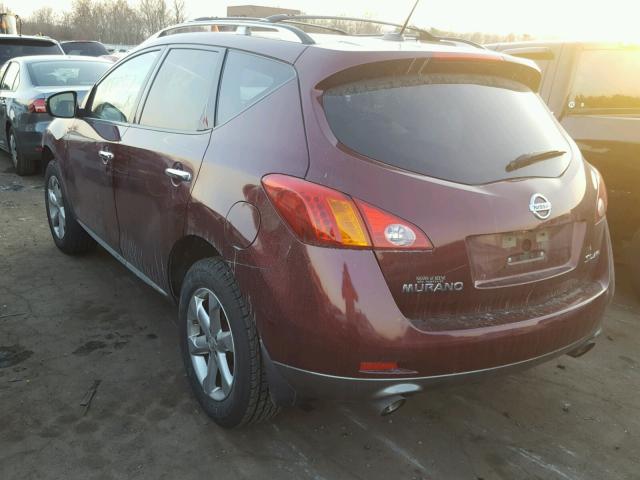 JN8AZ18W09W207284 - 2009 NISSAN MURANO S RED photo 3