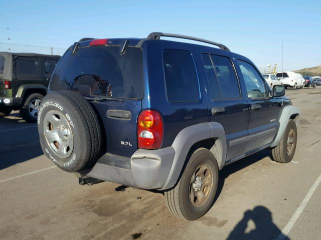 1J4GL48K24W191632 - 2004 JEEP LIBERTY SP BLUE photo 4