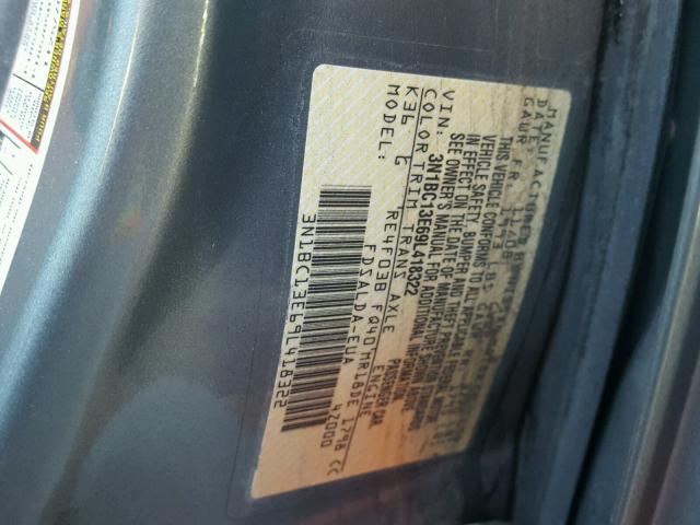 3N1BC13E69L418322 - 2009 NISSAN VERSA S GRAY photo 10