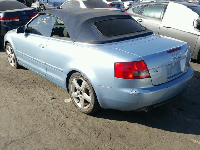 WAUAC48H64K015946 - 2004 AUDI A4 1.8 CAB BLUE photo 3