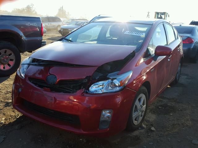 JTDKN3DU4A5206628 - 2010 TOYOTA PRIUS RED photo 2