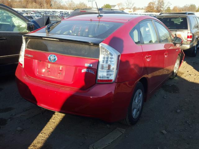 JTDKN3DU4A5206628 - 2010 TOYOTA PRIUS RED photo 4