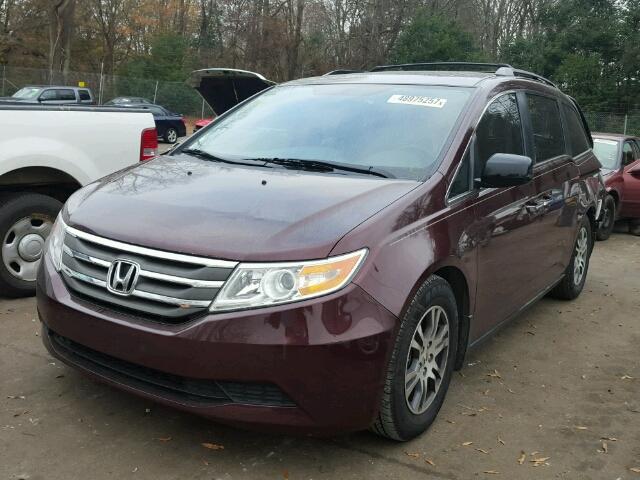 5FNRL5H66DB067603 - 2013 HONDA ODYSSEY EX MAROON photo 2