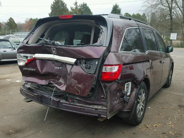 5FNRL5H66DB067603 - 2013 HONDA ODYSSEY EX MAROON photo 4