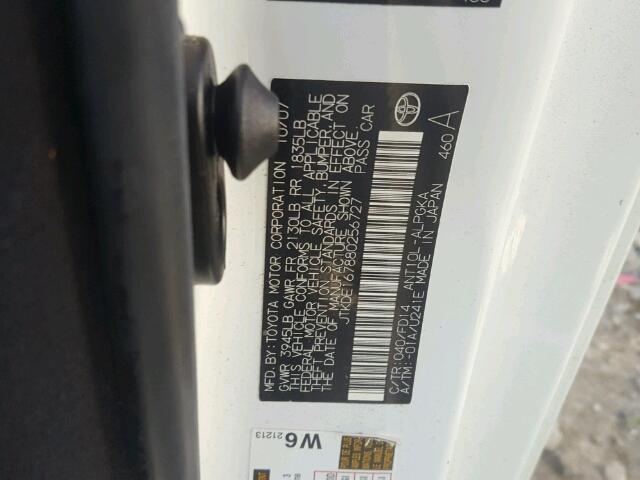 JTKDE167880256727 - 2008 TOYOTA SCION TC 白色 照片 10