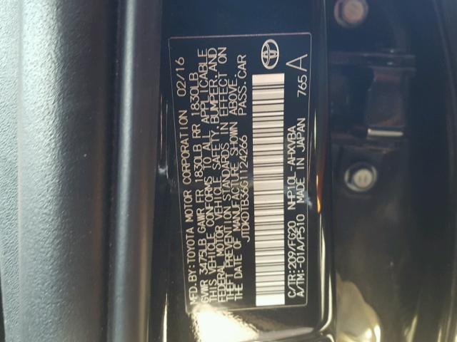 JTDKDTB36G1124266 - 2016 TOYOTA PRIUS C BLACK photo 10