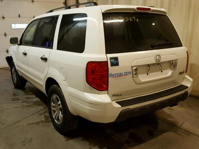 5FNYF18405B020627 - 2005 HONDA PILOT EX WHITE photo 3