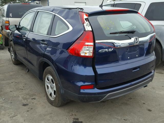 3CZRM3H35FG702177 - 2015 HONDA CR-V LX BLUE photo 3