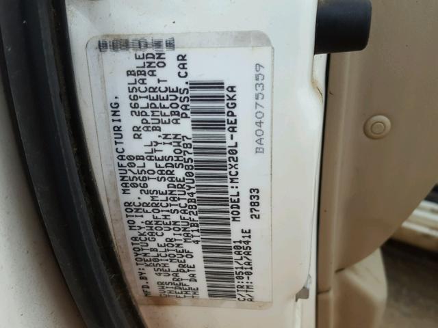 4T1BF28B4YU085787 - 2000 TOYOTA AVALON XL WHITE photo 10