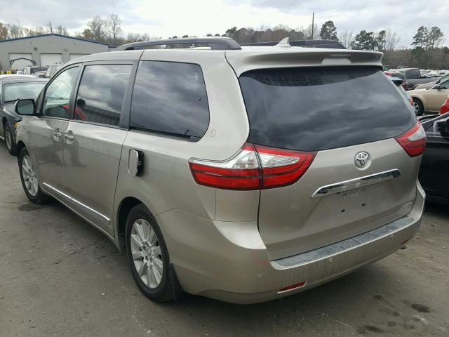 5TDYK3DC6FS631442 - 2015 TOYOTA SIENNA XLE BEIGE photo 3