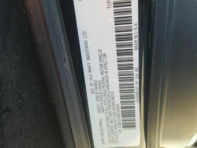 4S3BL616087205424 - 2008 SUBARU LEGACY 2.5 BLACK photo 10