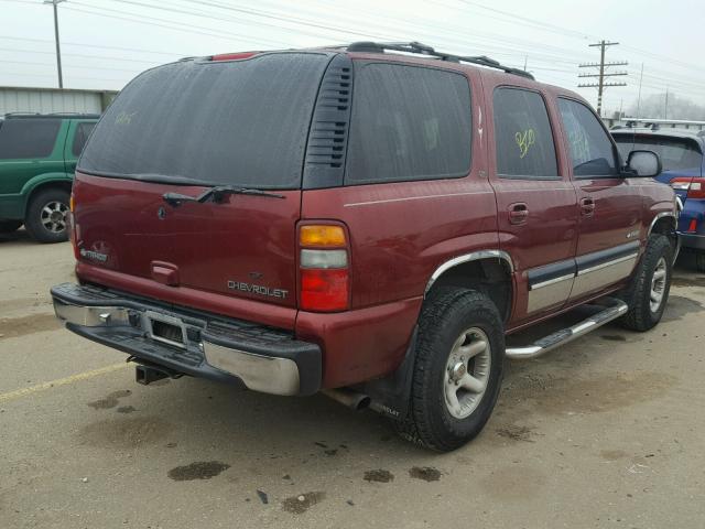 1GNEK13T81R176858 - 2001 CHEVROLET TAHOE K150 RED photo 4