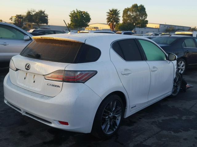 JTHKD5BH7D2149592 - 2013 LEXUS CT 200 WHITE photo 4