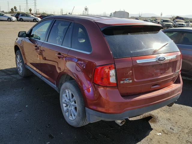 2FMDK3KC0EBA08086 - 2014 FORD EDGE LIMIT MAROON photo 3