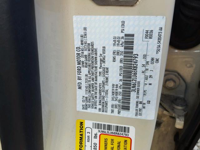 3LN6L2LU6ER824793 - 2014 LINCOLN MKZ HYBRID BEIGE photo 10