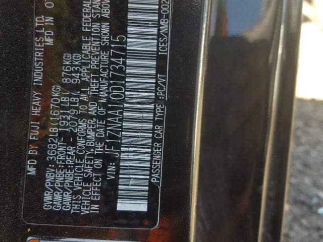 JF1ZNAA10D1734715 - 2013 TOYOTA SCION FR-S BLACK photo 10