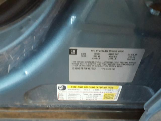 1G1ZH57B79F187972 - 2009 CHEVROLET MALIBU 1LT BLUE photo 10