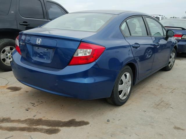 19XFB2F50CE039007 - 2012 HONDA CIVIC LX BLUE photo 4