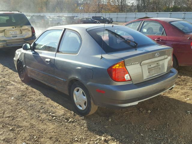 KMHCG35C24U309170 - 2004 HYUNDAI ACCENT GL GRAY photo 3