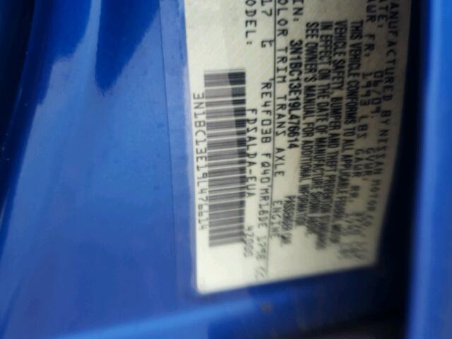 3N1BC13E19L476614 - 2009 NISSAN VERSA S BLUE photo 10