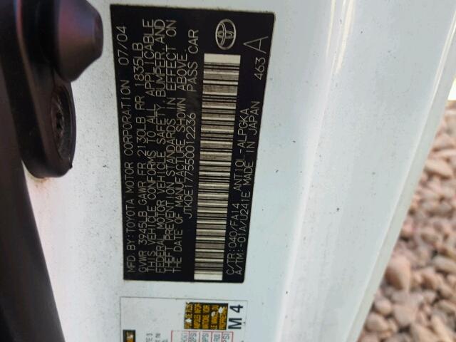 JTKDE177550012236 - 2005 TOYOTA SCION TC 白色 照片 10