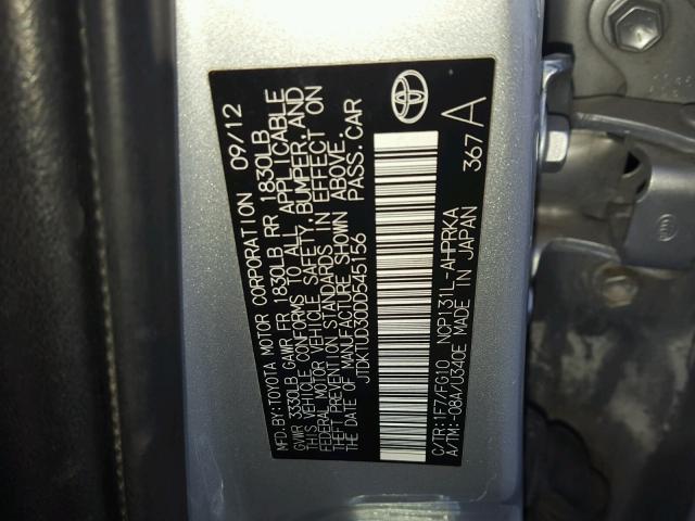 JTDKTUD30DD545156 - 2013 TOYOTA YARIS SILVER photo 10