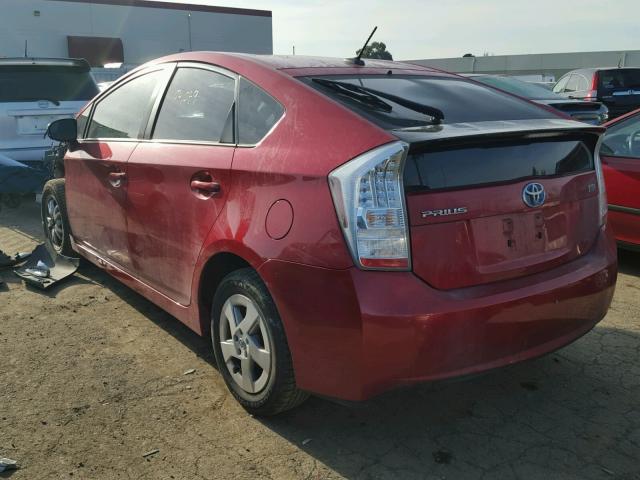 JTDKN3DU6A0164671 - 2010 TOYOTA PRIUS RED photo 3