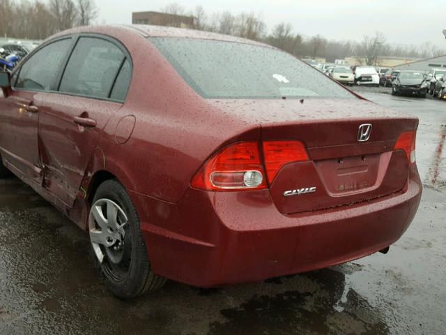 2HGFA16588H511612 - 2008 HONDA CIVIC LX RED photo 3