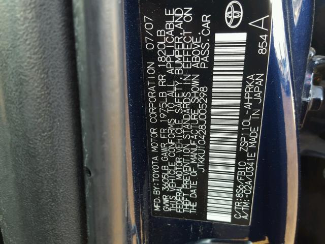 JTKKU10428J005298 - 2008 TOYOTA SCION XD BLUE photo 10