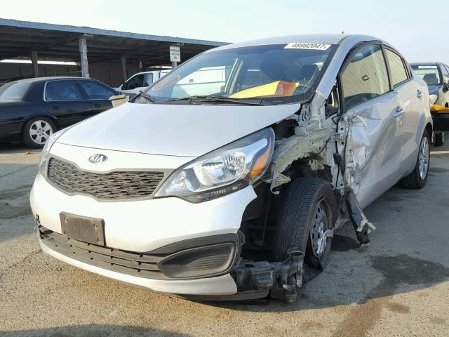 KNADM4A33D6219475 - 2013 KIA RIO LX SILVER photo 2