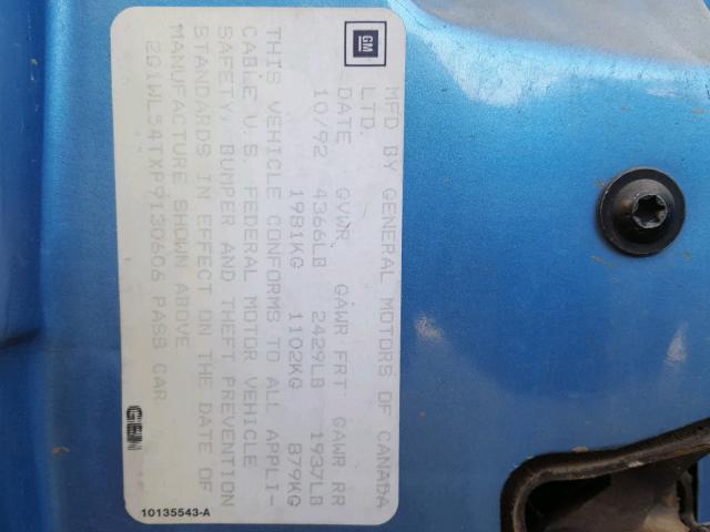 2G1WL54TXP9130606 - 1993 CHEVROLET LUMINA BLUE photo 10