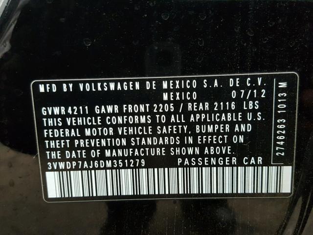 3VWDP7AJ6DM351279 - 2013 VOLKSWAGEN JETTA SE 白色 照片 10