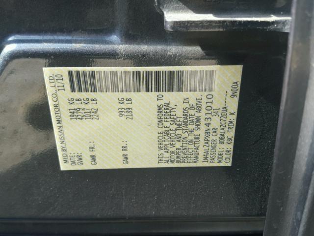 1N4AL2APXBN431010 - 2011 NISSAN ALTIMA BAS CHARCOAL photo 10