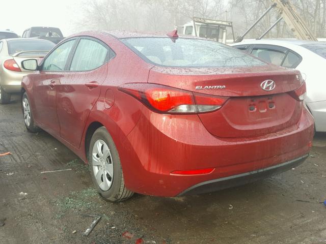 5NPDH4AE2GH761508 - 2016 HYUNDAI ELANTRA SE BURGUNDY photo 3