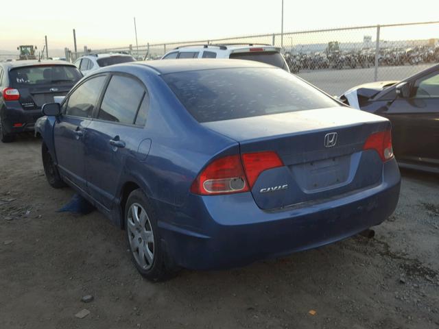 1HGFA16528L087606 - 2008 HONDA CIVIC LX BLUE photo 3