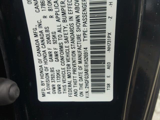 2HGFG3A81EH526914 - 2014 HONDA CIVIC EX BLACK photo 10