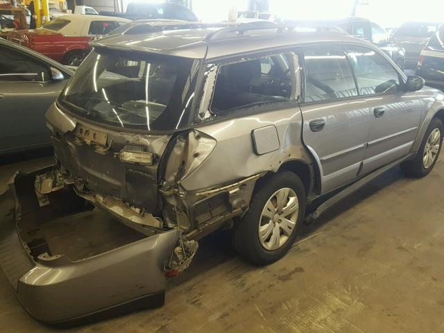 4S4BP60C887360391 - 2008 SUBARU OUTBACK SILVER photo 4