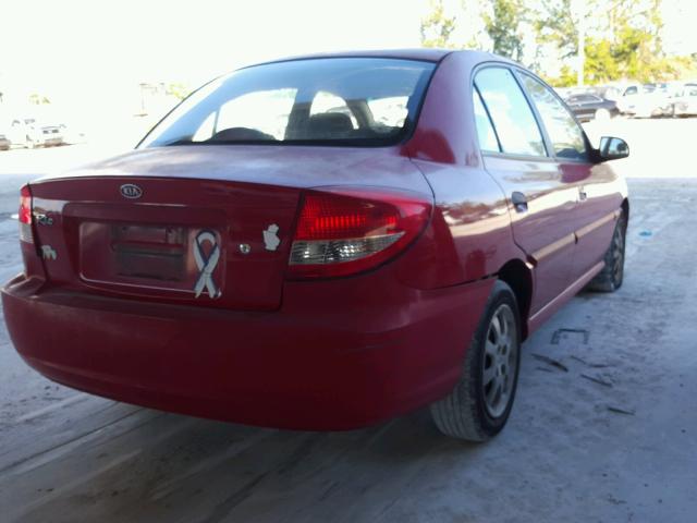 KNADC125436254462 - 2003 KIA RIO RED photo 4