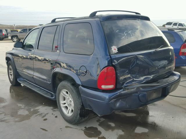 1B4HR48N22F142699 - 2002 DODGE DURANGO SL BLUE photo 3