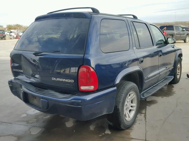 1B4HR48N22F142699 - 2002 DODGE DURANGO SL BLUE photo 4