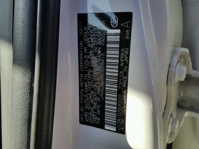 JTKKU4B49C1018413 - 2012 SCION XD WHITE photo 10