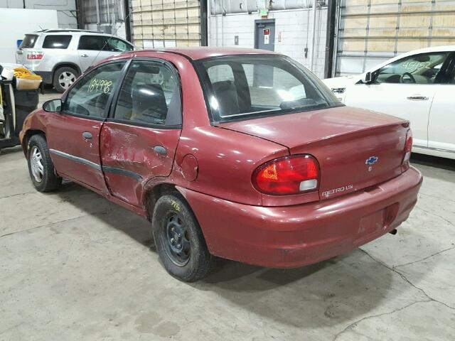 2C1MR5224X6718104 - 1999 CHEVROLET METRO LSI RED photo 3